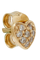 Tiny Heart Single Stud Earring, 14k Yellow Gold & Diamonds